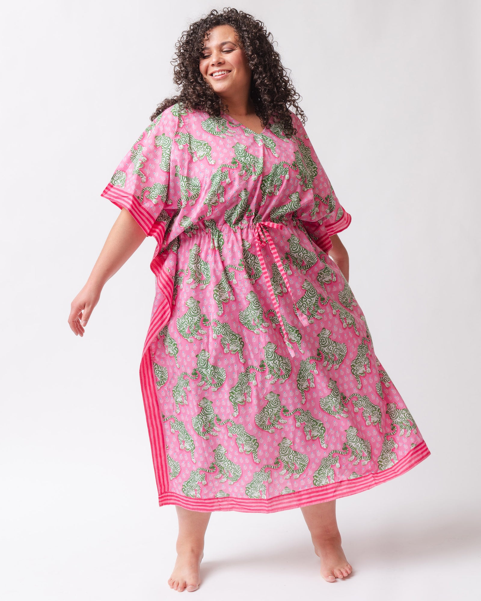 Tiger Queen - Let's Cruise Caftan - Pink Limo - Printfresh