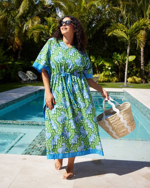 Tiger Queen - Let's Cruise Caftan - Sea Grass - Printfresh