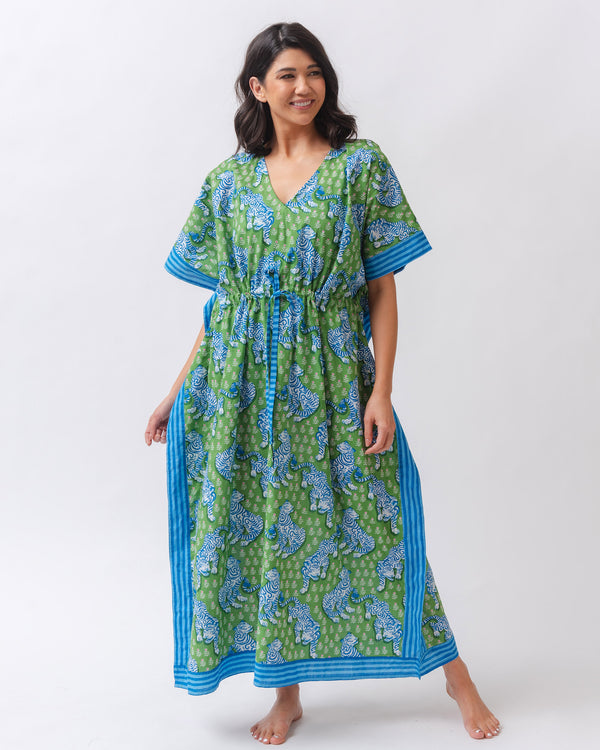 Tiger Queen - Let's Cruise Caftan - Sea Grass - Printfresh