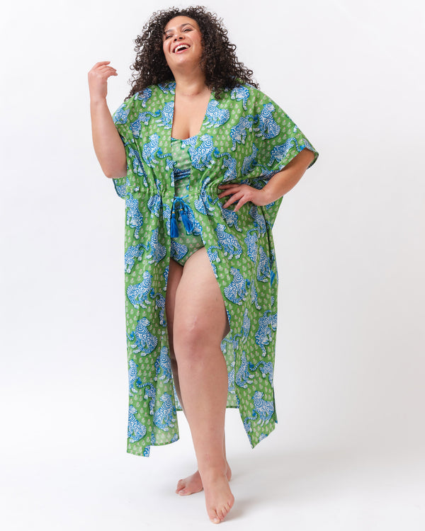 Tiger Queen - Daylight Open Front Cover-Up - Sea Grass - Printfresh