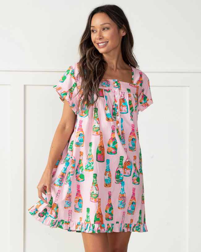 Pop the Bubbly - Pintuck Nightgown - Sparkling Rosé - Printfresh