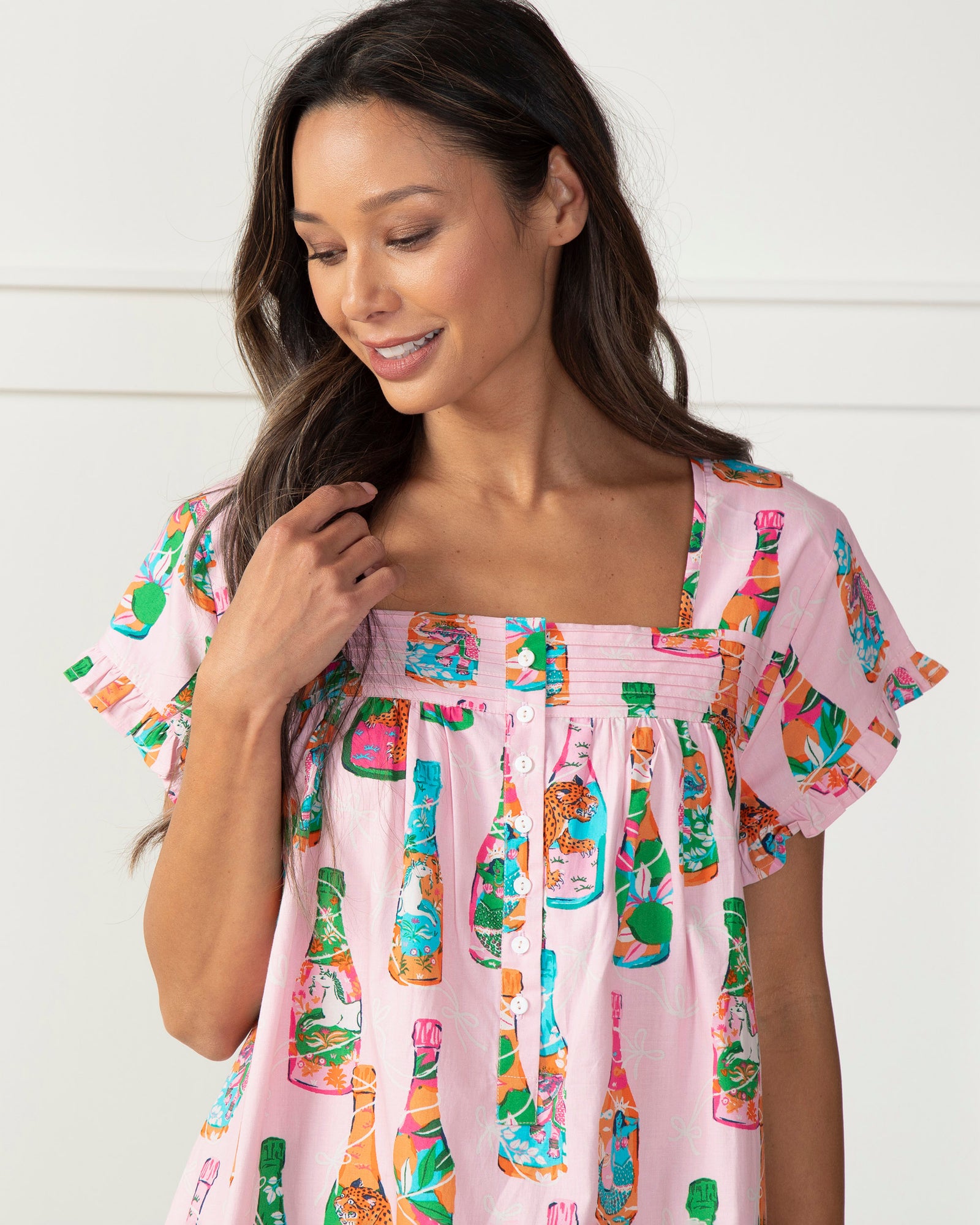 Pop the Bubbly - Pintuck Nightgown - Sparkling Rosé - Printfresh