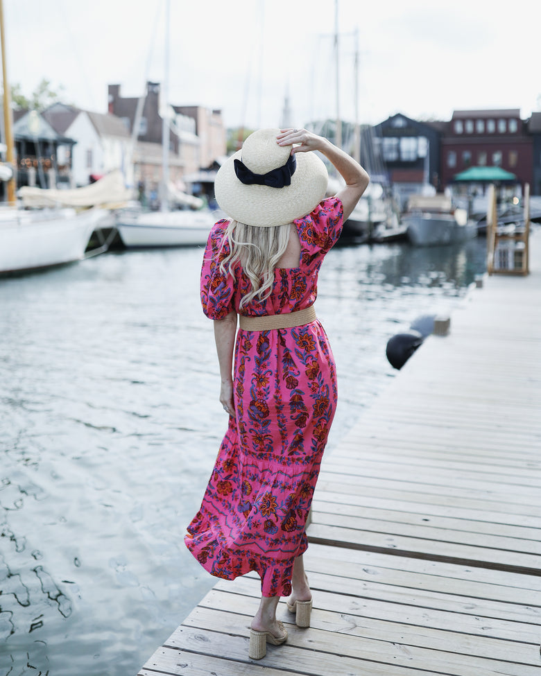 Folklore Flowers - Collins Dress - Bright Rose - Printfresh