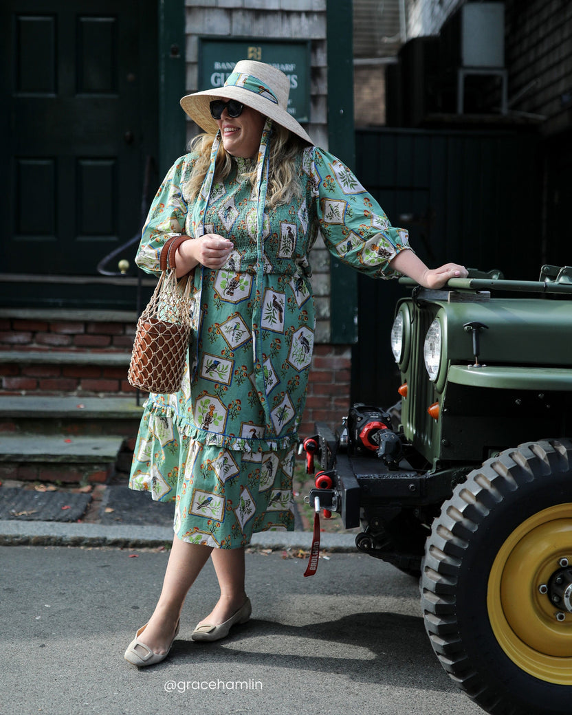 Birds Of India - Cassidy Dress - Sage - Printfresh