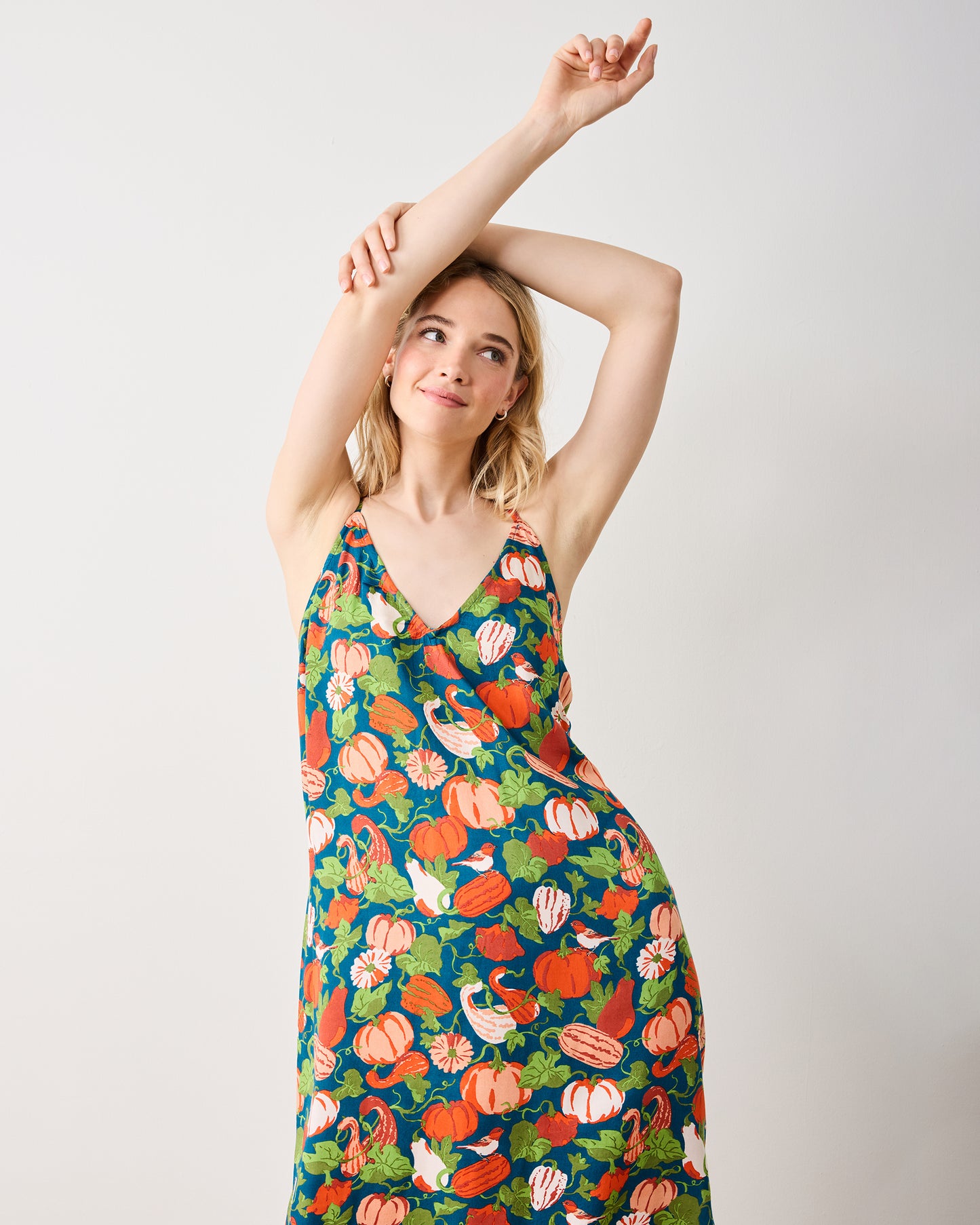 Pumpkin Patch - Eco Satin Chic to Sleep Nightie - Midnight Harvest - Printfresh