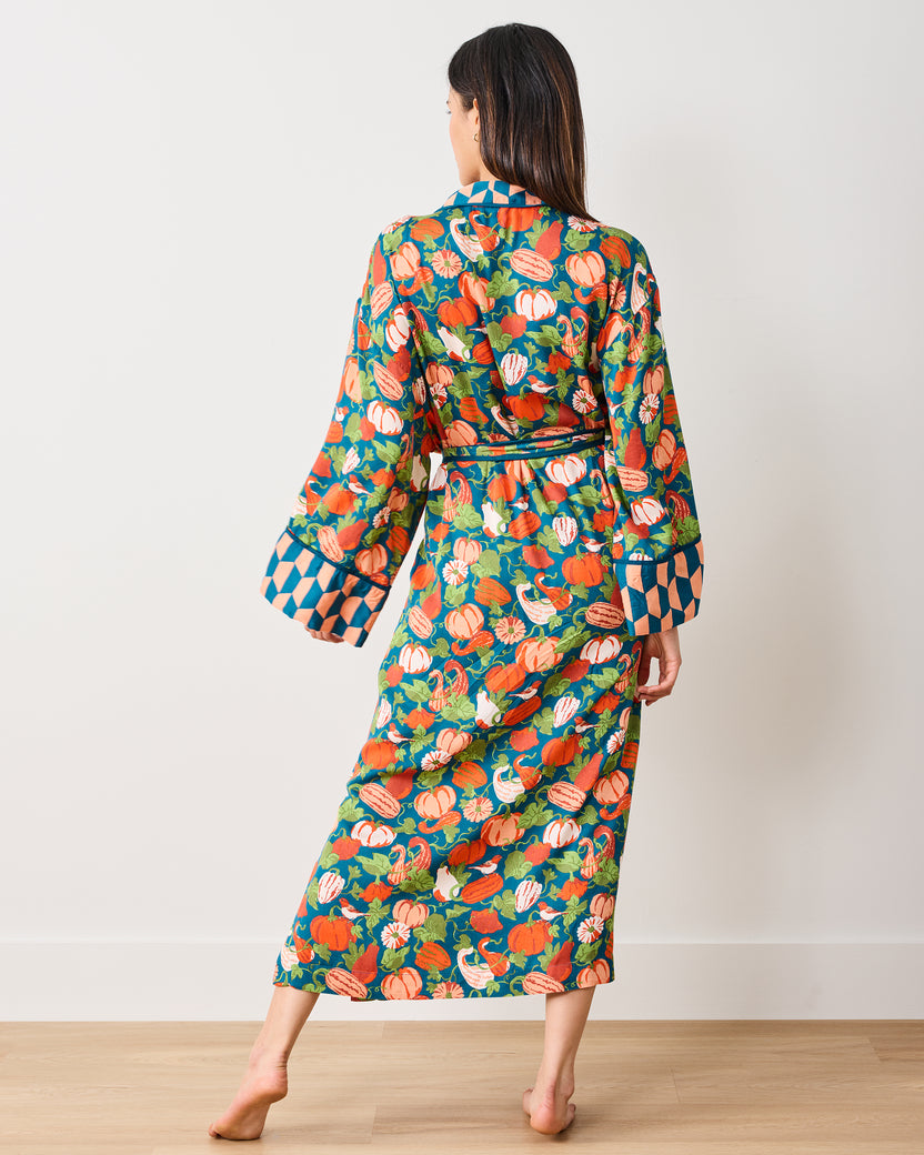 Pumpkin Patch - Eco Satin Robe - Midnight Harvest - Printfresh