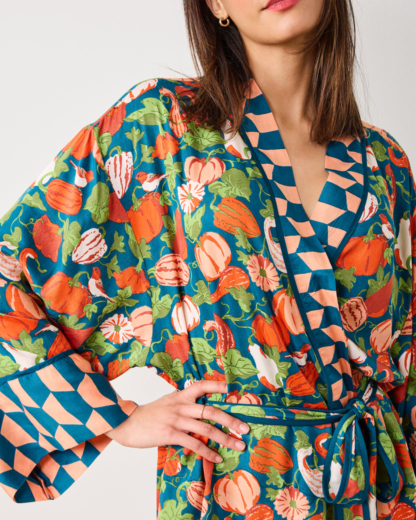 Pumpkin Patch - Eco Satin Robe - Midnight Harvest - Printfresh