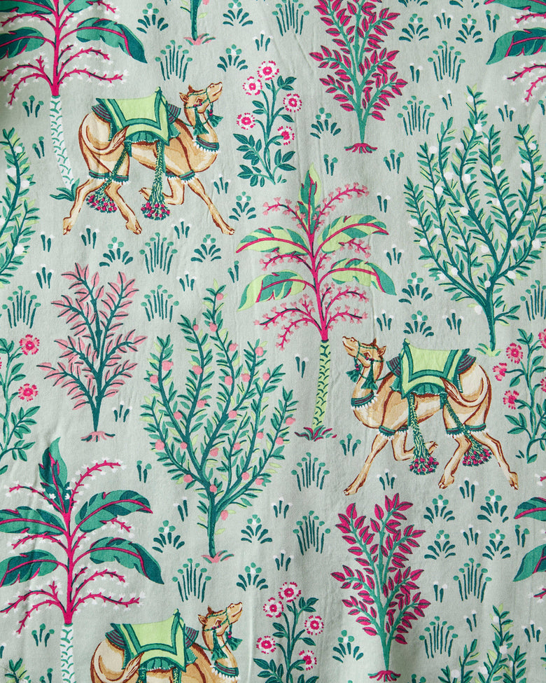 Camel's Courtyard - Eco Satin Sweet Dreams Shorts - Avocado - Printfresh