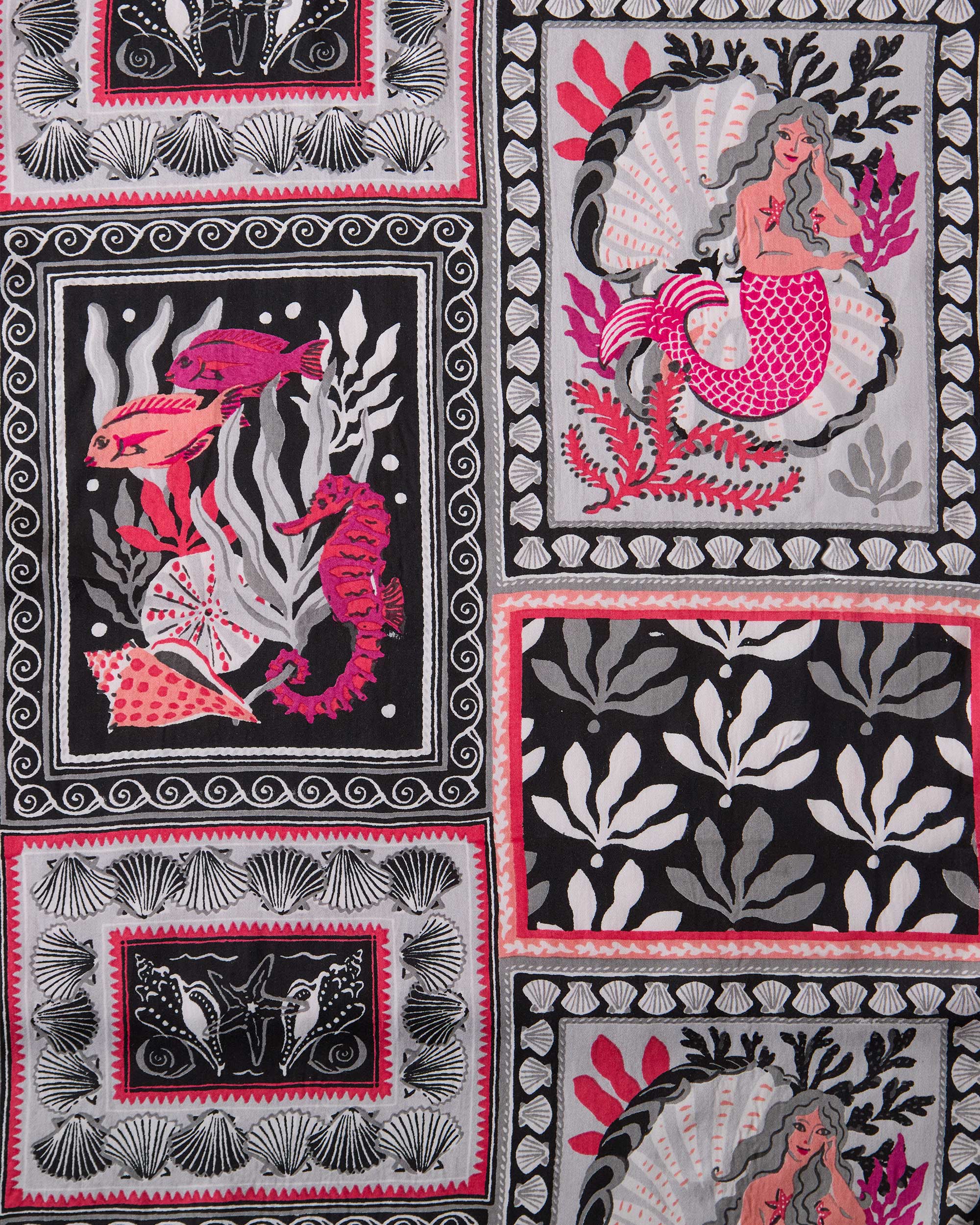 Tidal Tapestry - Satin Robe - Graphite - Printfresh