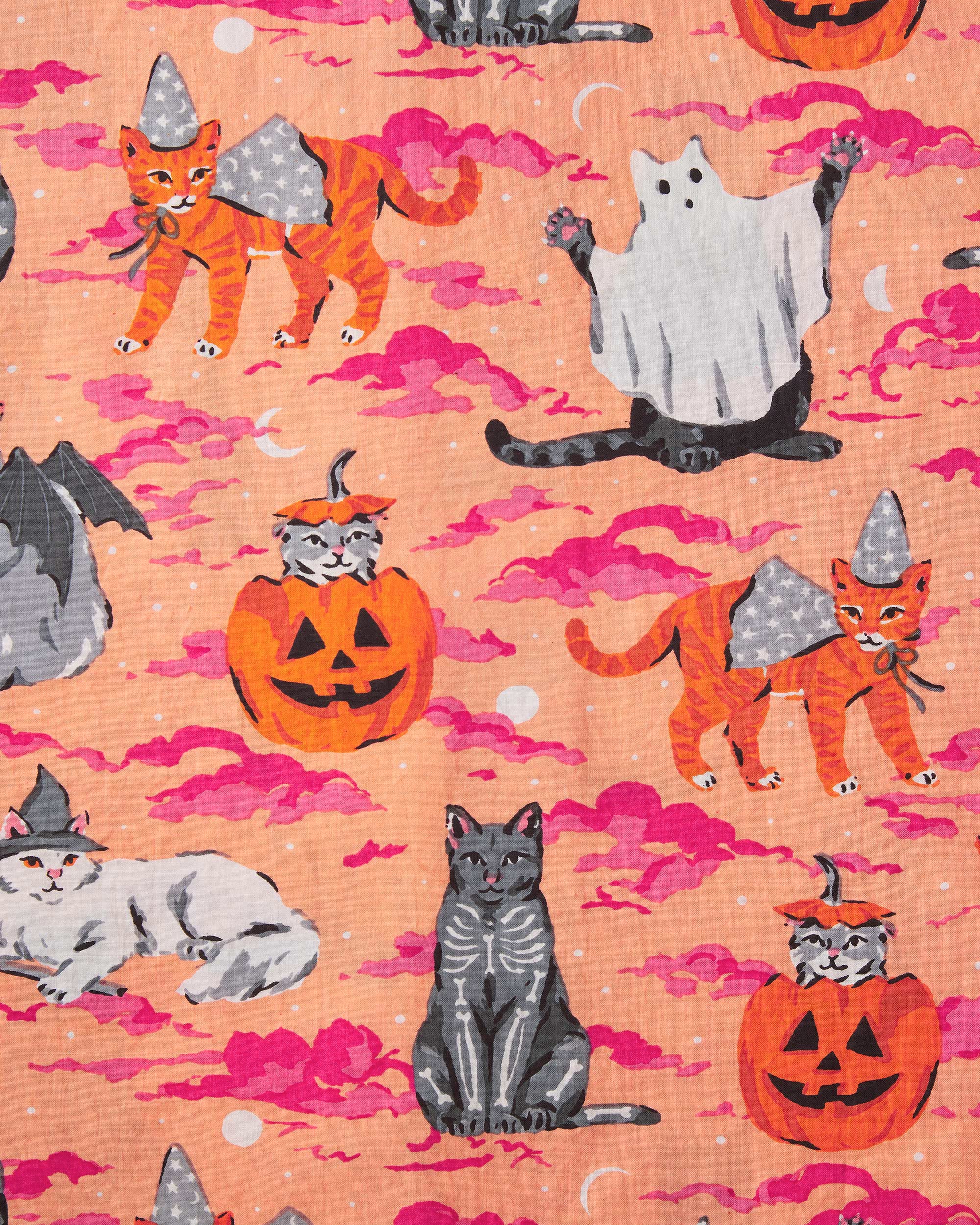 Halloween House Cats - Long PJ Set - Jack O' Lantern - Printfresh