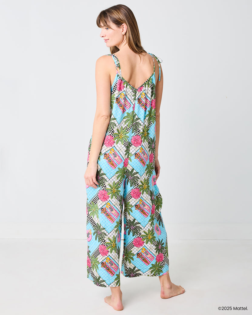 Barbie™ + Printfresh Retro Relaxation - Satin Jaipur Jumpsuit - Retro Blue - Printfresh