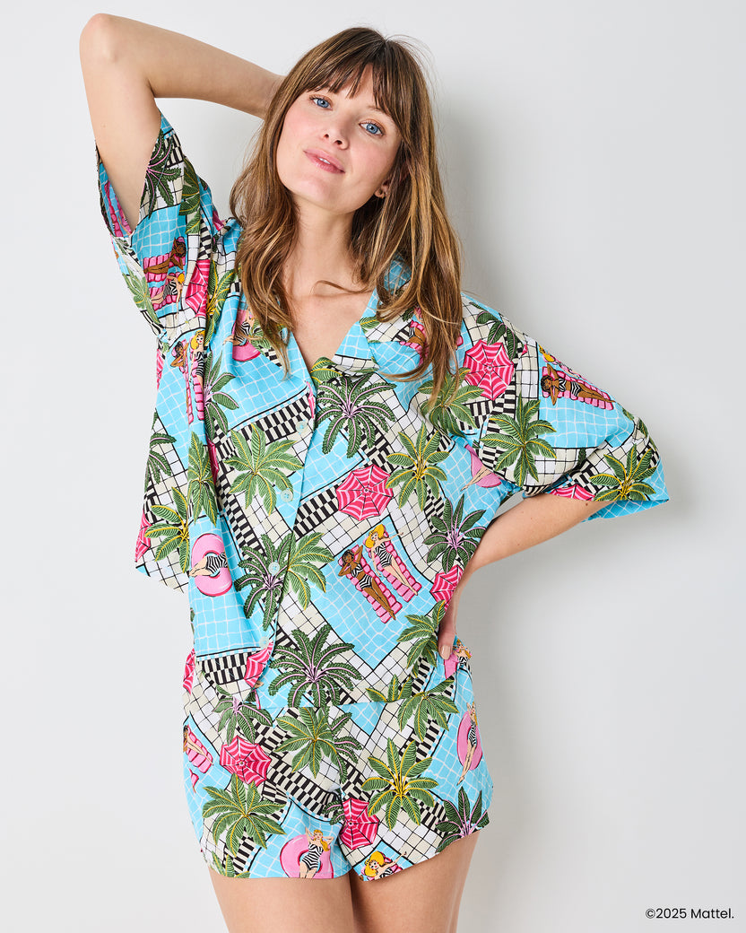 Barbie™ + Printfresh Retro Relaxation - Satin Sweet Dreams Set - Retro Blue - Printfresh