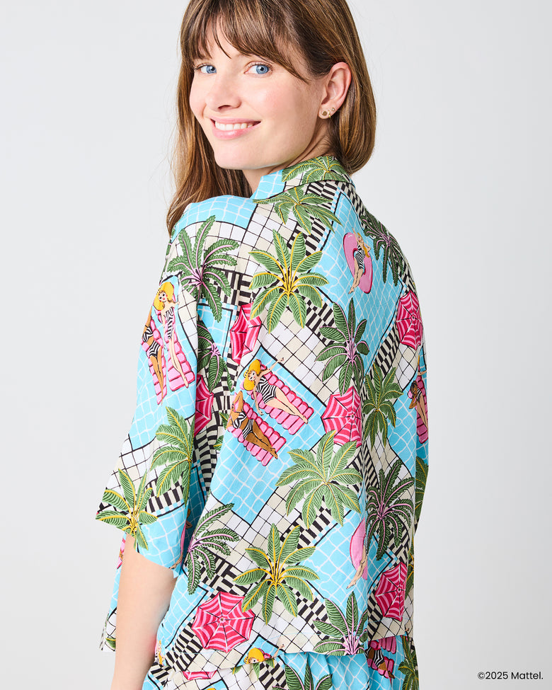 Barbie™ + Printfresh Retro Relaxation - Satin Sweet Dreams Set - Retro Blue - Printfresh