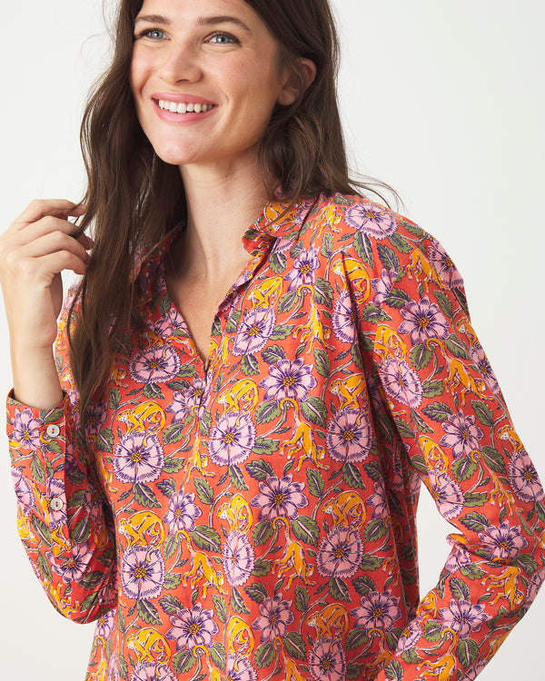 Leaps & Bounds - Keep It Casual Collared Blouse - Clay Pot - Printfresh