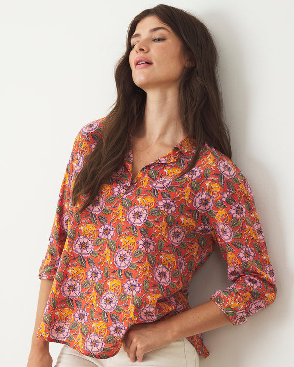 Leaps & Bounds - Keep It Casual Collared Blouse - Clay Pot - Printfresh