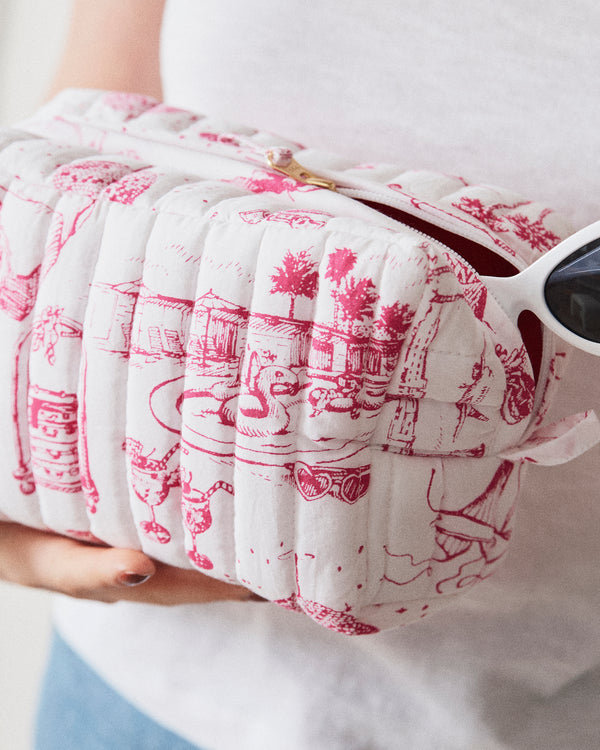 PF x Sean Taylor Girls' Trip Toile - Quilted Pouch - Pink Cloud - Printfresh