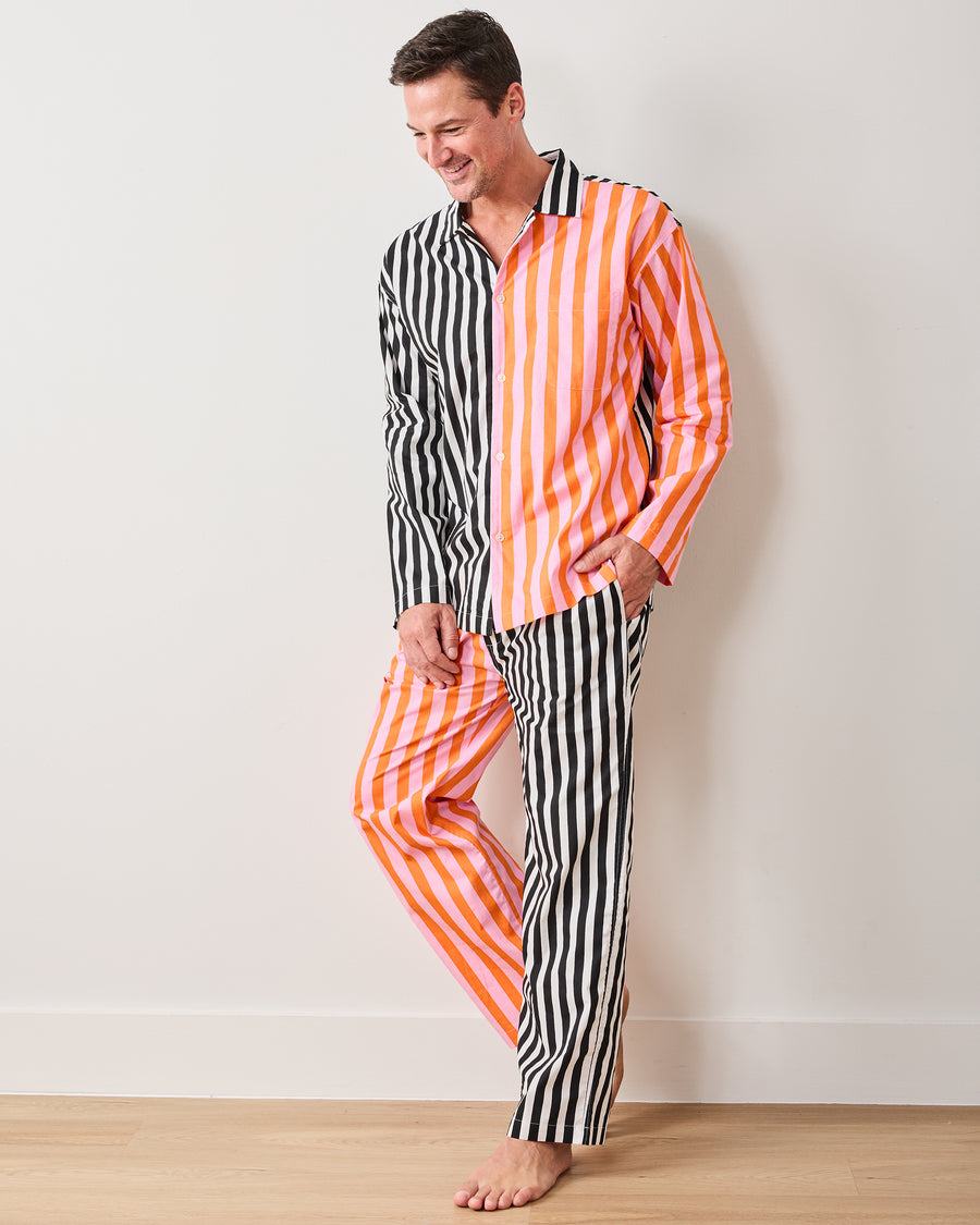 Showtime Stripes - Men's Long PJ Set - Skeleton Candy - Printfresh