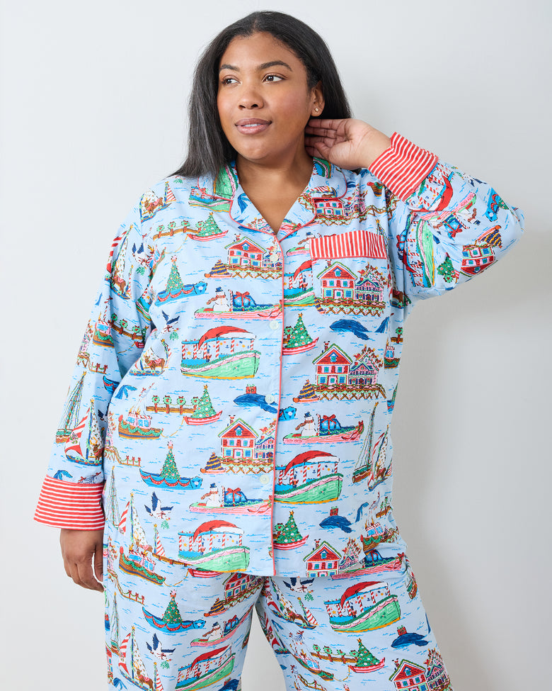 Sugar Plum Ferry - Tall Long PJ Set - Blue Sailboat - Printfresh