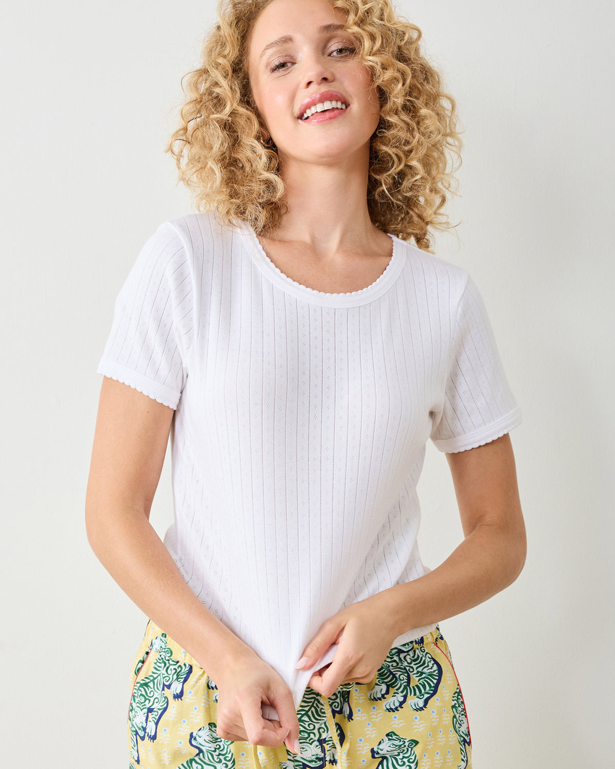 Pointelle Short Sleeve Tee - Cloud - Printfresh