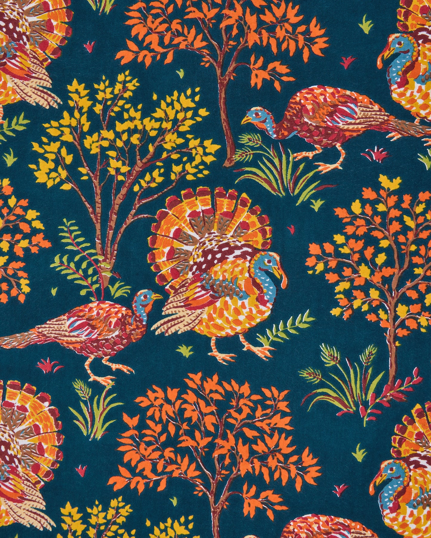 Turkey Trot - Lightweight Flannel Men's Long PJ Set - Midnight Navy - Printfresh