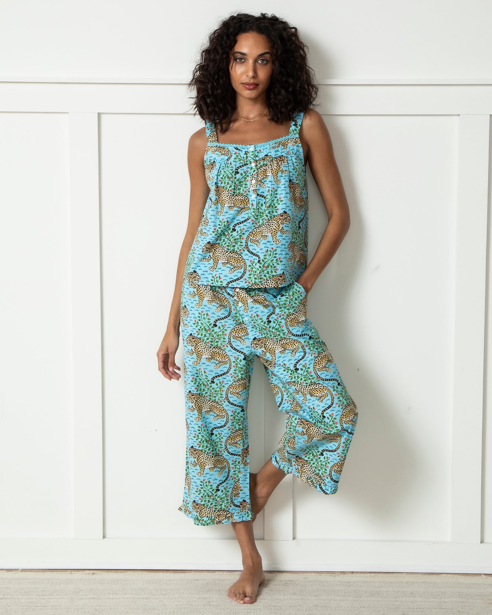 Bagheera - Back to Bed Cropped Pant Set - Something Blue - Printfresh