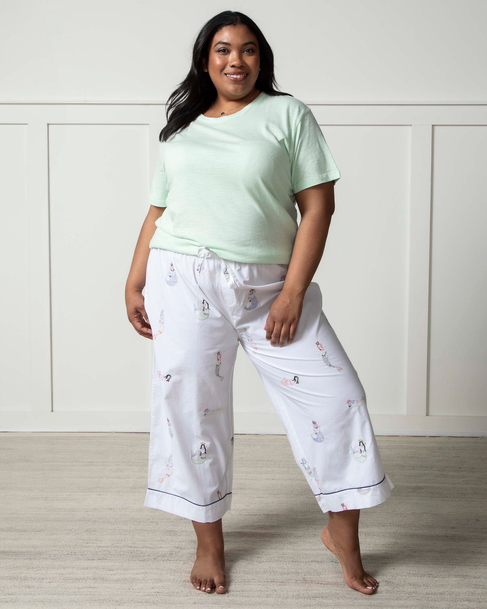 Daughters Of Triton - Cropped PJ Pants - Cloud - Printfresh