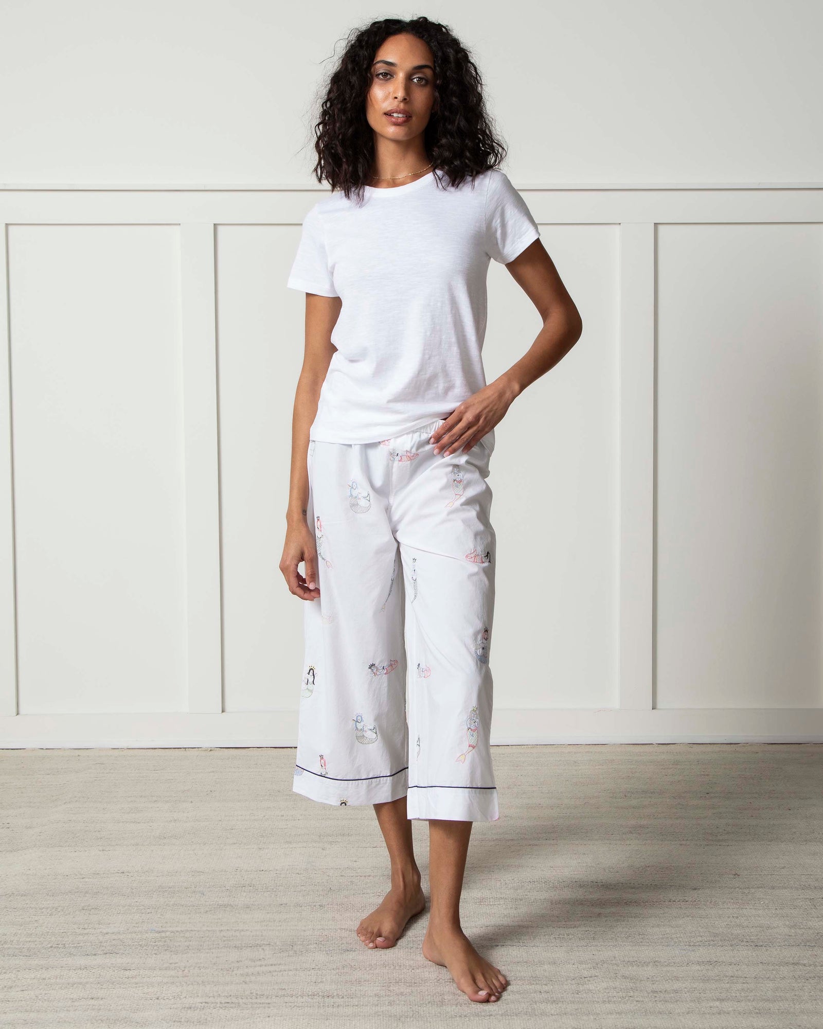 Daughters Of Triton - Cropped PJ Pants - Cloud - Printfresh