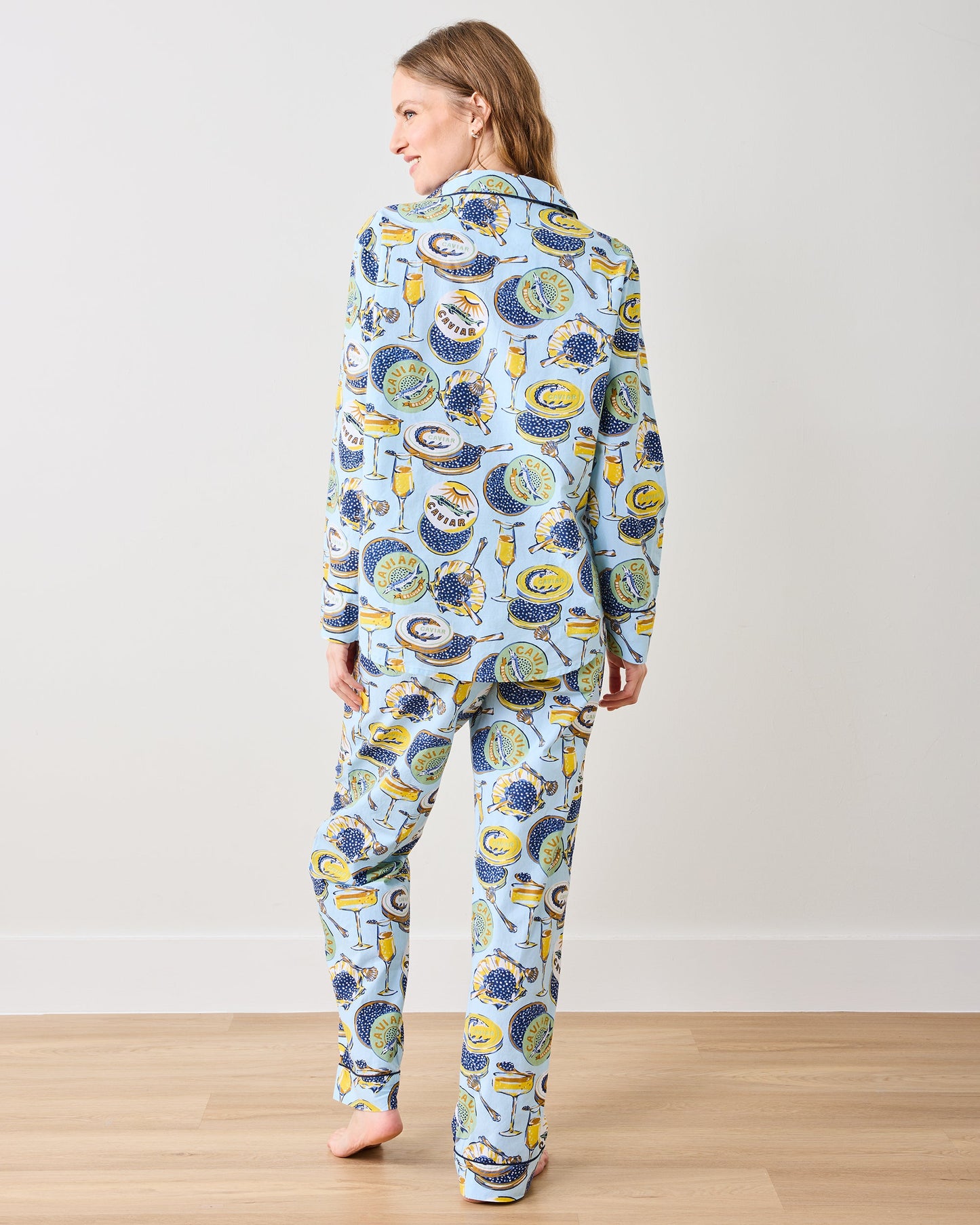 Champagne & Caviar - Petite Long PJ Set - Pale Blue