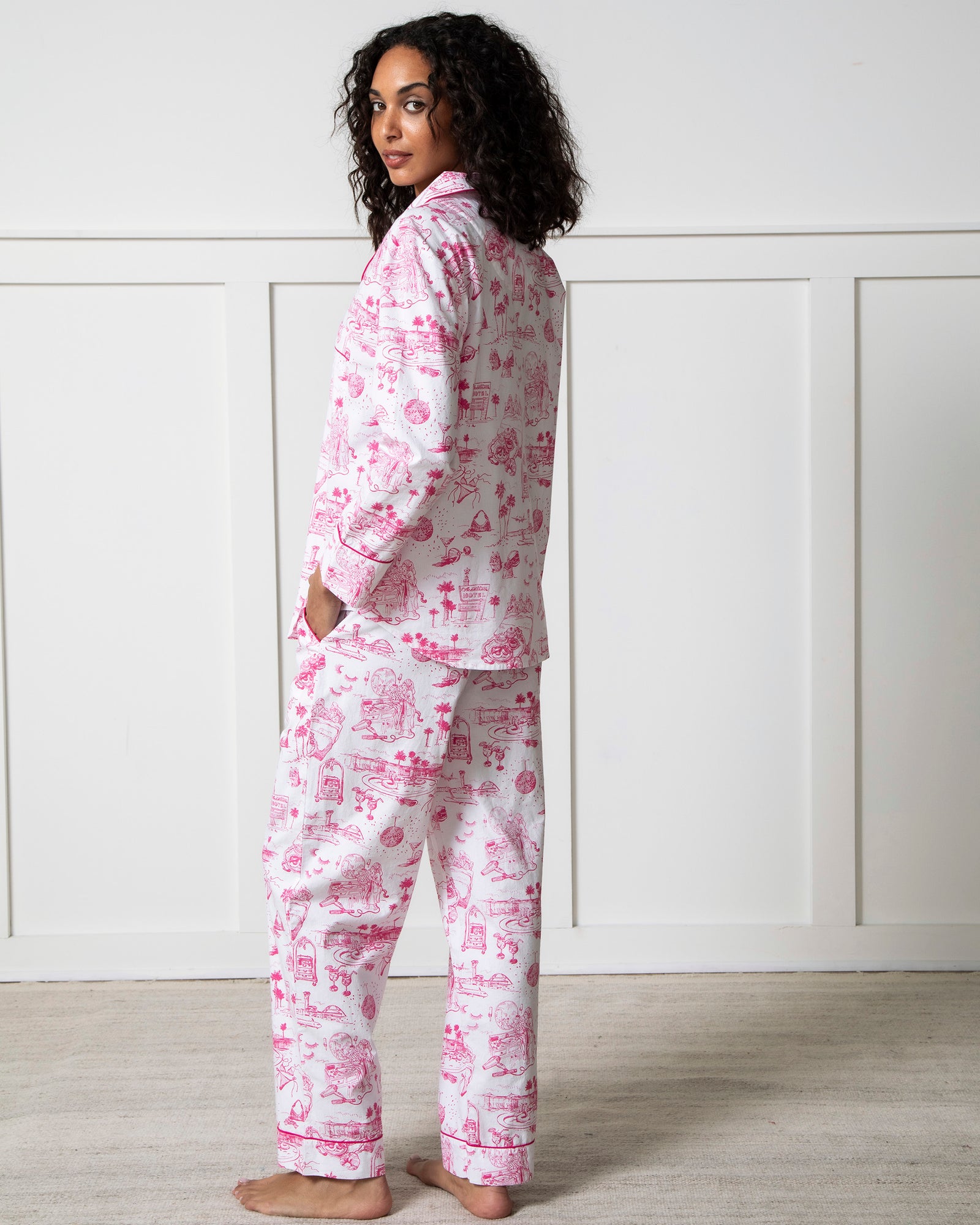 PF x Sean Taylor Girls' Trip Toile - Long PJ Set - Pink Cloud - Printfresh