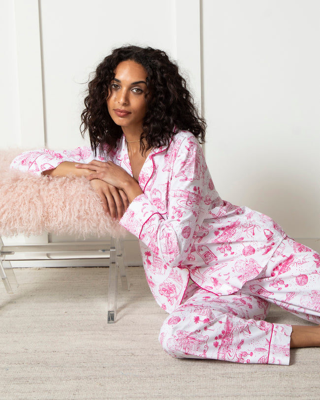 PF x Sean Taylor Girls' Trip Toile - Long PJ Set - Pink Cloud - Printfresh