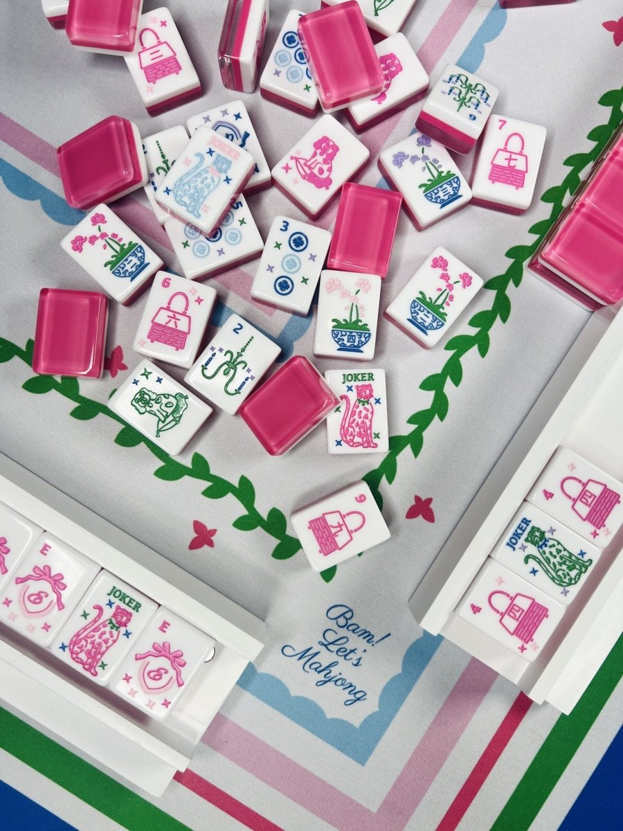 Grandmillennial Mahjong Tiles With Mat & Shufflers - Bam! Let's Mahjong - Printfresh