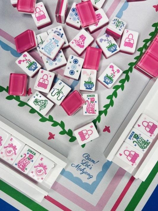 Grandmillennial Mahjong Tiles With Mat & Shufflers - Bam! Let's Mahjong - Printfresh