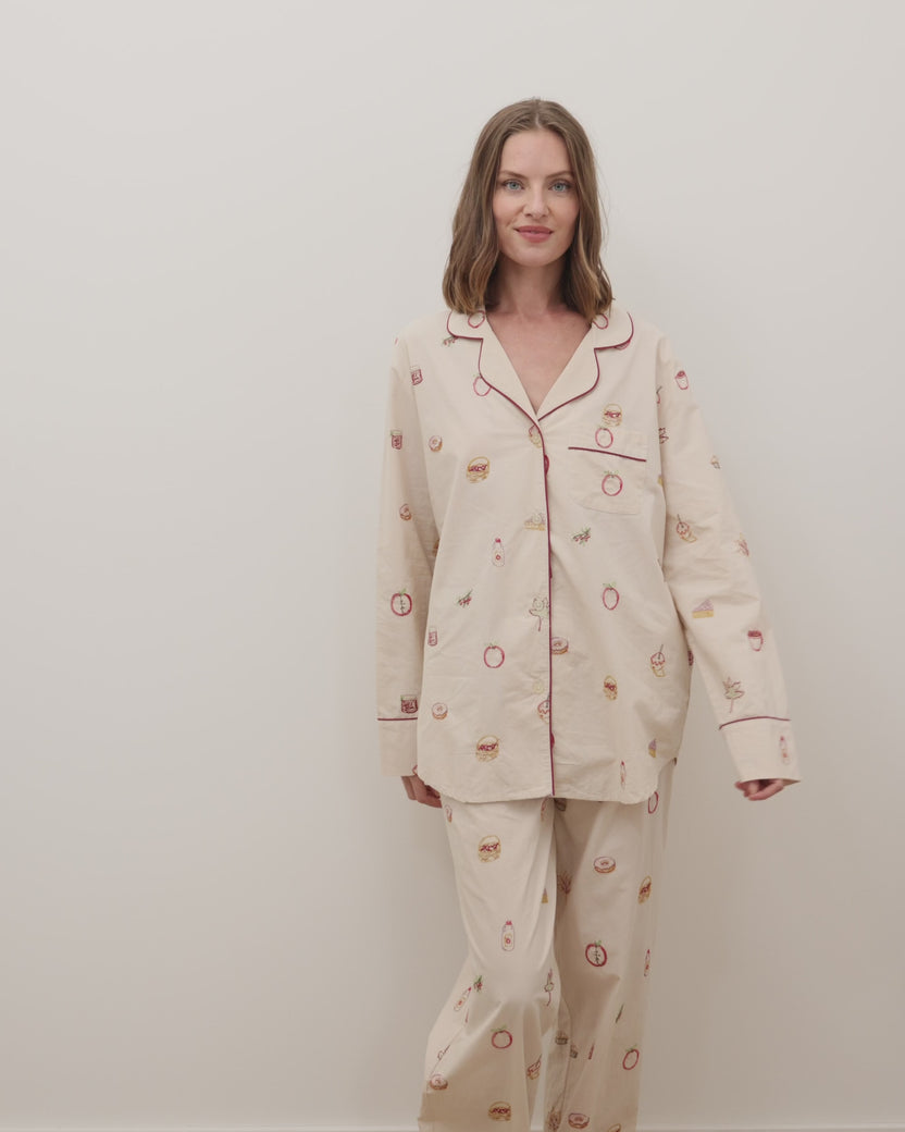 Apple Picking - Long PJ Set - Cream
