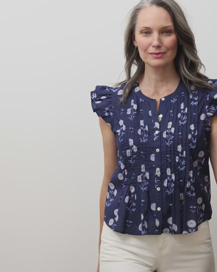 Marigold Bloom - Katie Blouse - Midnight Tide