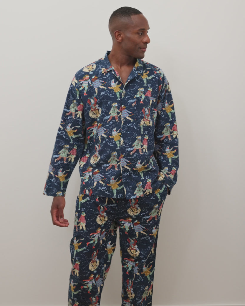 Figure Skaters - Men's Lightweight Flannel Long PJ Set - Frozen Pond