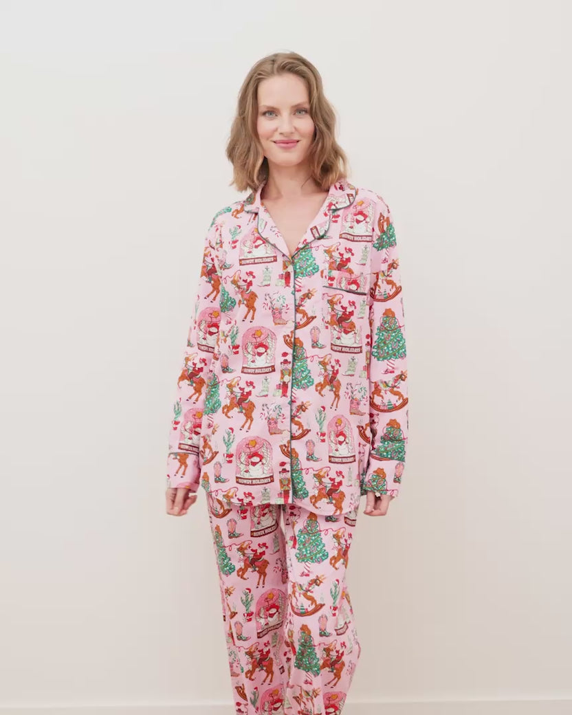 Cowboy Christmas - Long PJ Set - Pink Boots