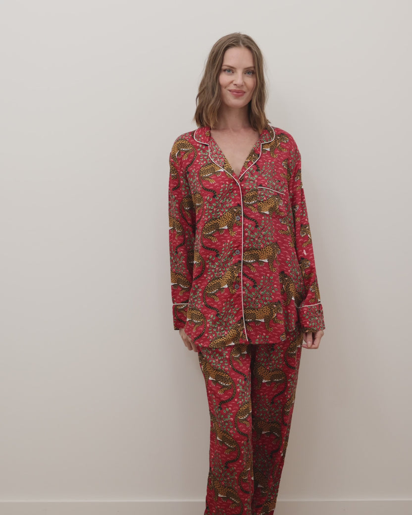 Bagheera - Tall Eco Satin Long PJ Set - Scarlet