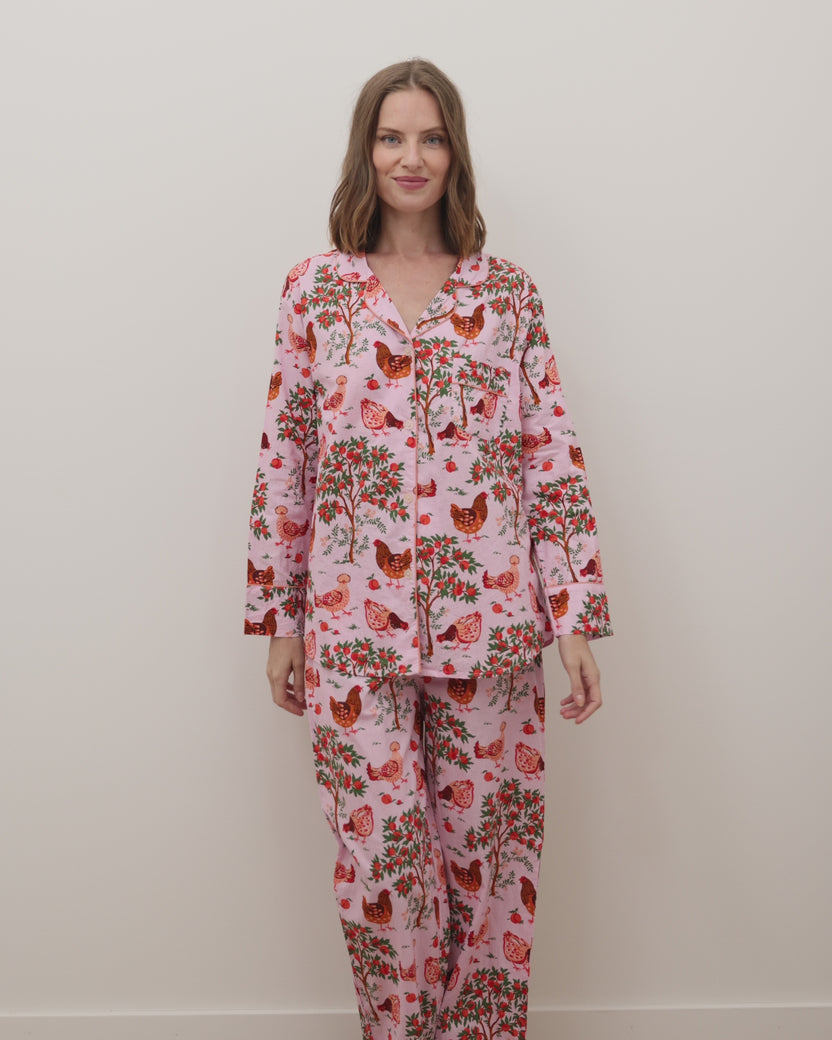 Hen House - Long PJ Set - Ballet Pink