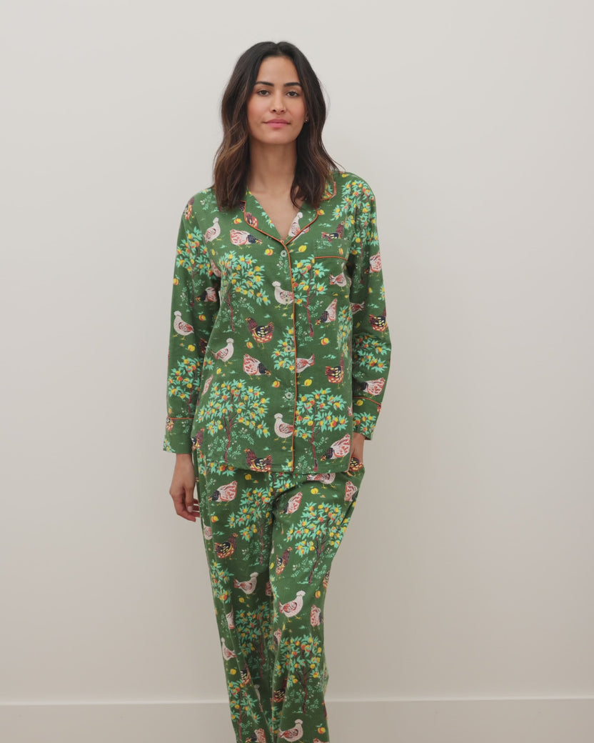 Hen House - Lightweight Flannel Long PJ Set - Olive