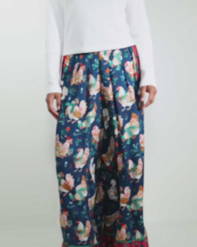 Holiday Hens - Tall Eco Satin Tribeca Pants - Winter Night