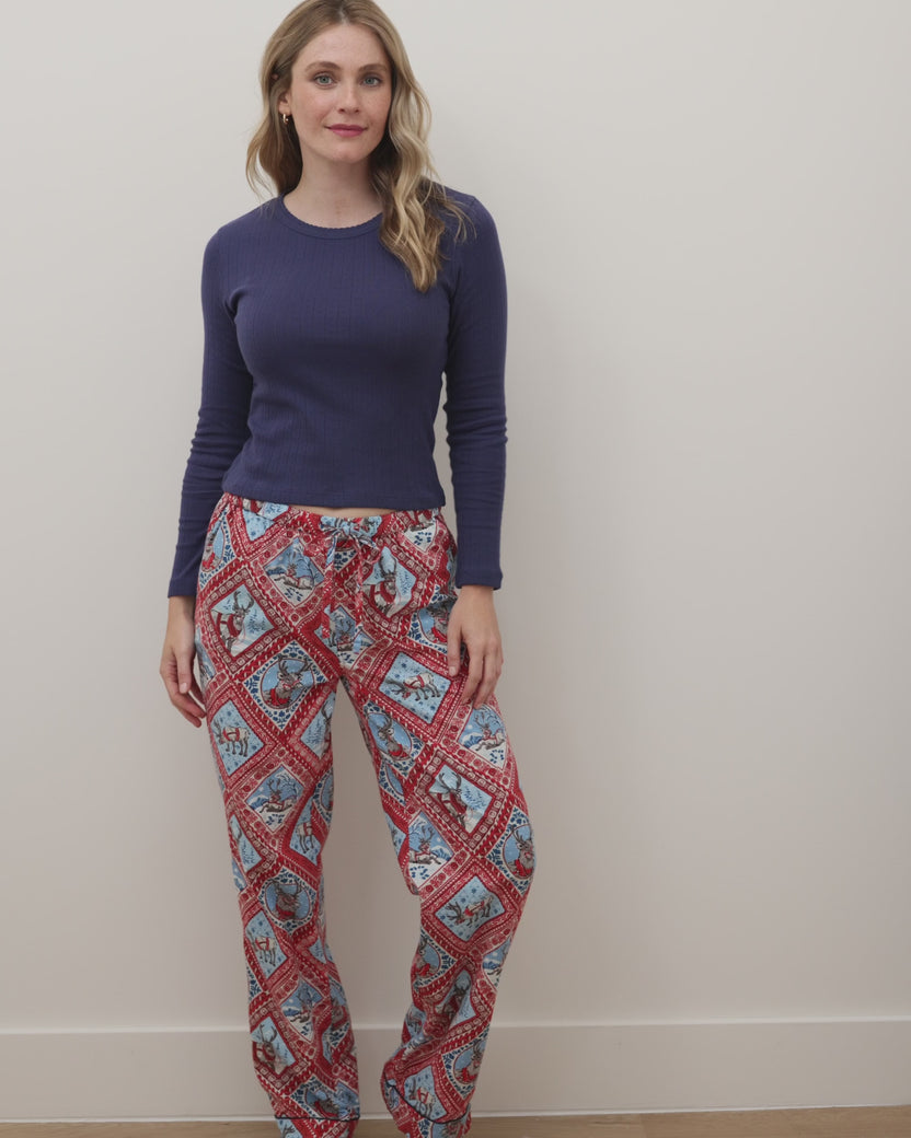 Reindeer Games - Lightweight Flannel PJ Pants - Red Sleigh