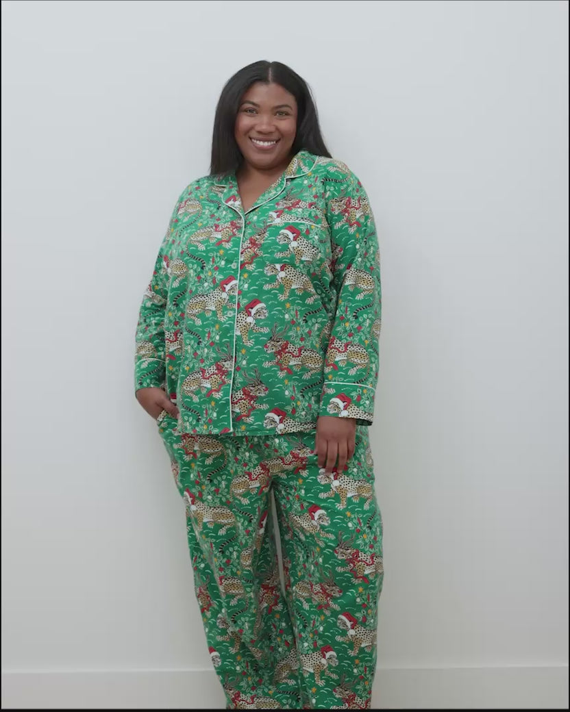 Very Merry Bagheera - Lightweight Flannel Long PJ Set - Mistletoe