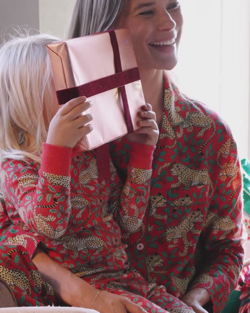 Winter Holly Bagheera - Lightweight Flannel Long PJ Set - Ruby