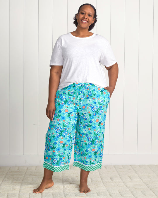 Printfresh + Oh Joy! - Posh Petals - Cropped Pajama Pants - Spearmint - Printfresh
