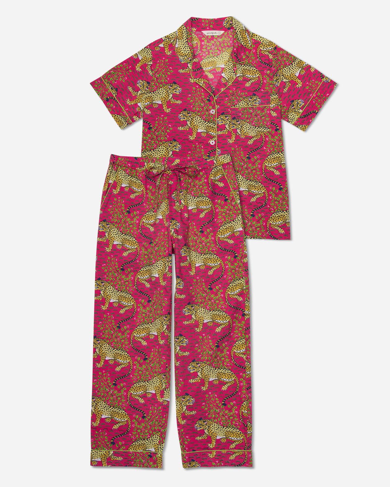 Bagheera - Short Sleeve Top & Long Pants Set - Hot Pink - Printfresh