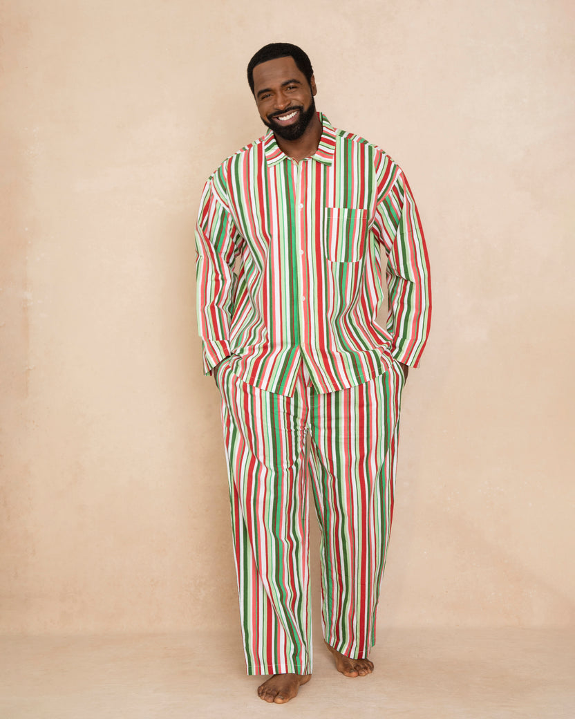 Candy Cane Stripe - Mens Long Sleep Set - Peppermint - Printfresh