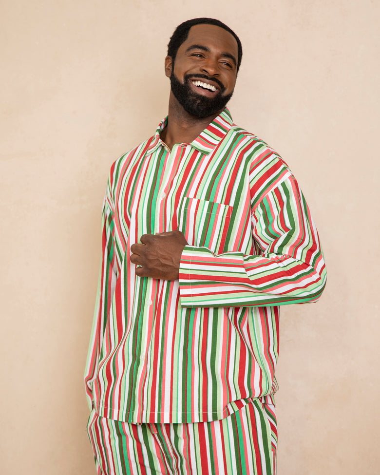 Candy Cane Stripe - Mens Long Sleep Set - Peppermint - Printfresh