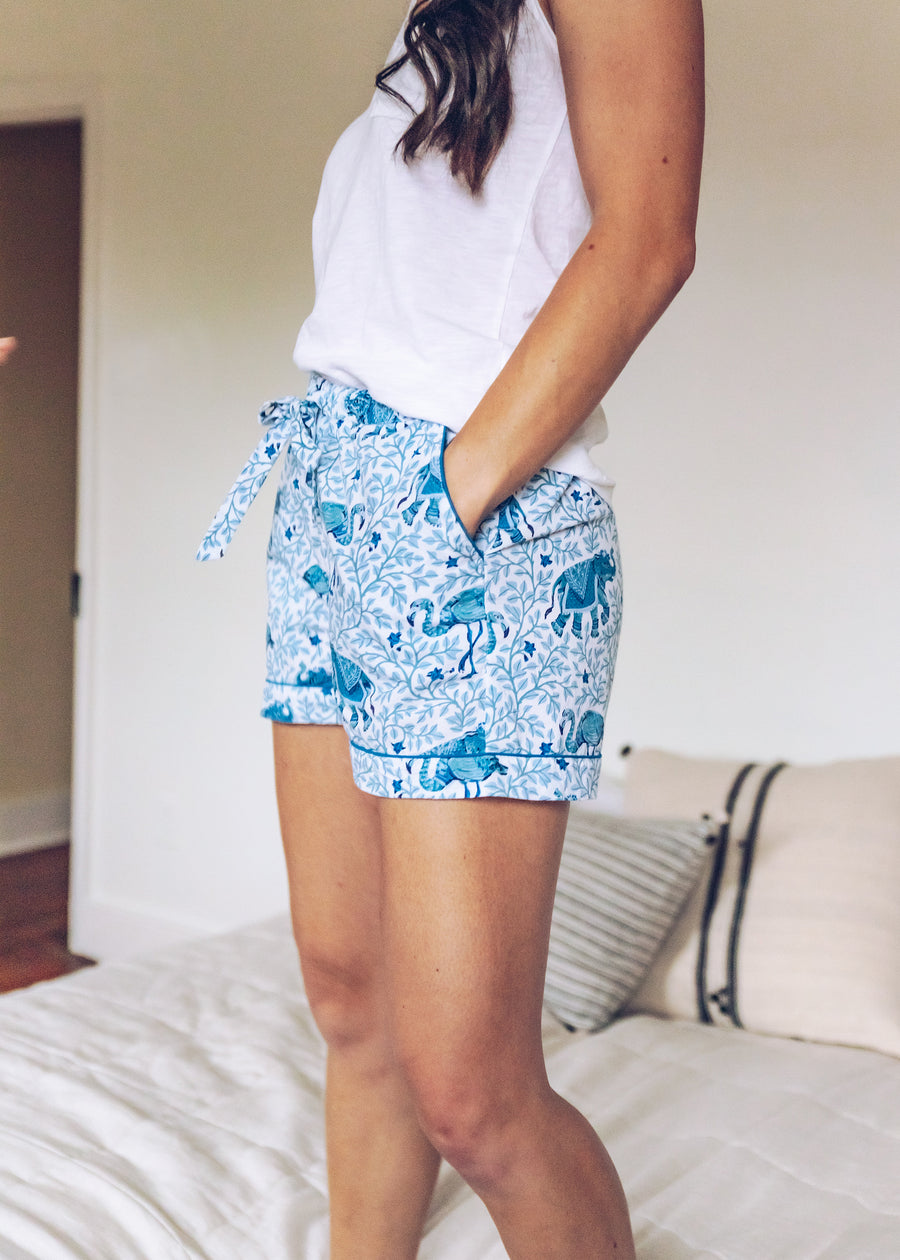 Flamenco - Pajama Shorts - Pale Blue - Printfresh