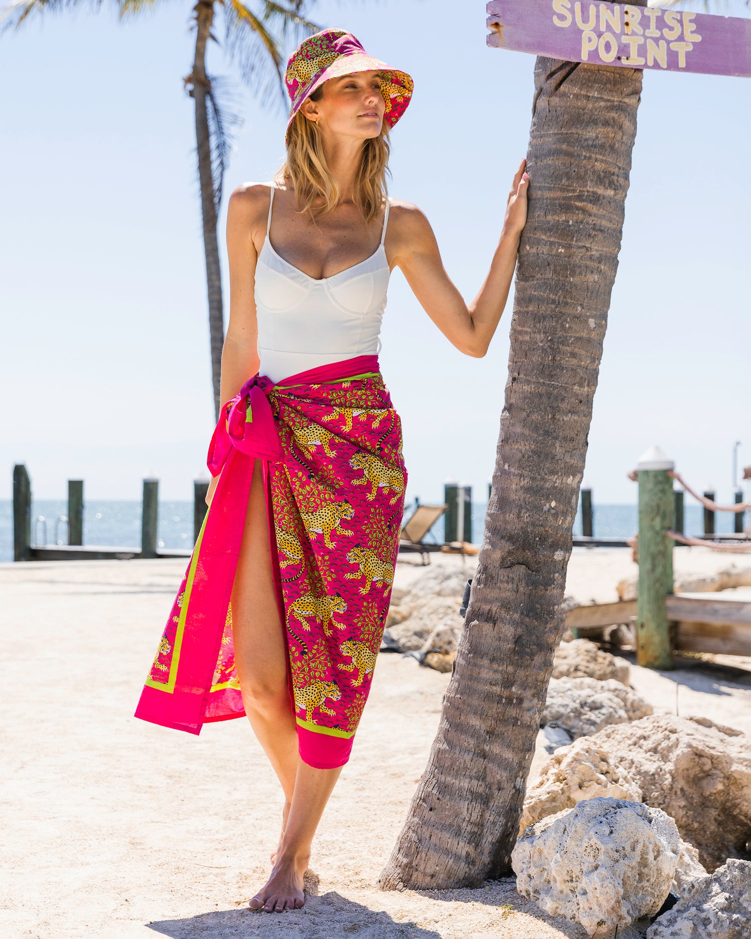 Lotty B Sarong in Silk Crepe-de-Chine: LIME TREE - GREEN