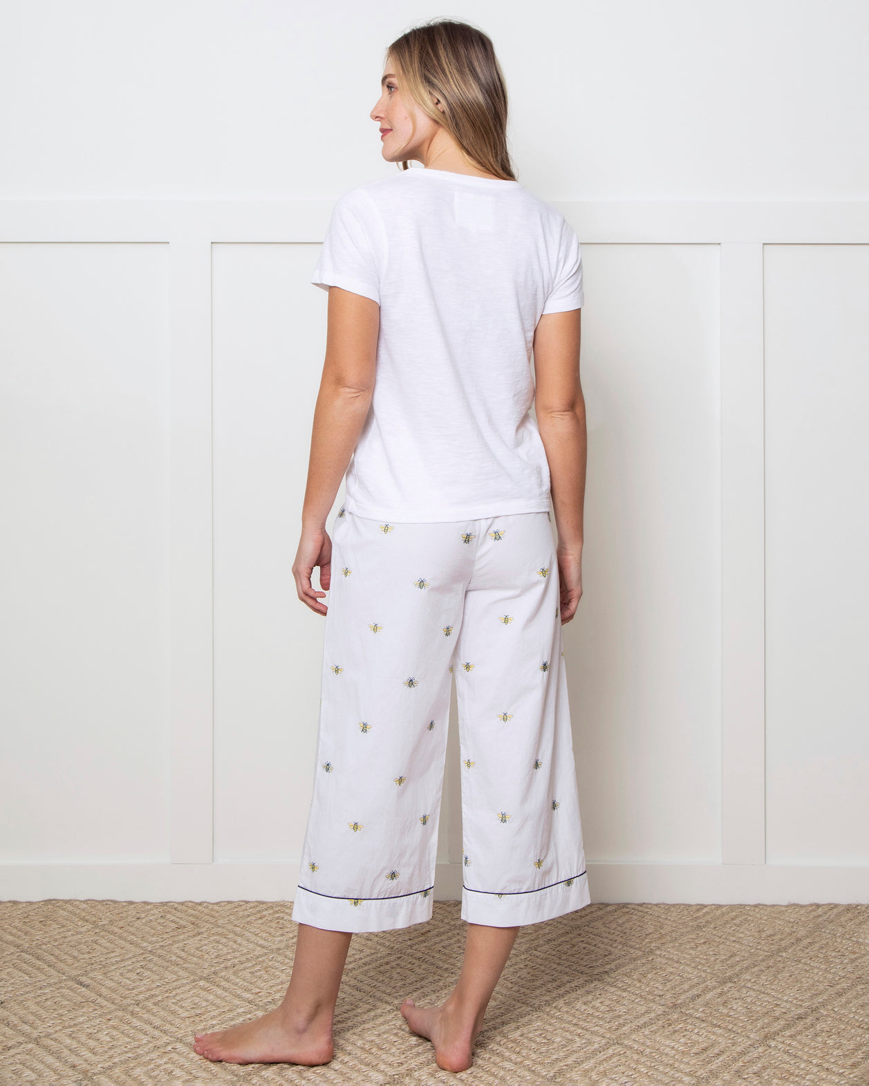 Beekeeper - Cropped Pajama Pants - Cloud - Printfresh